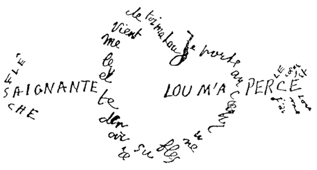 Guillaume Apollinaire - Calligramme - Saignante_flèche