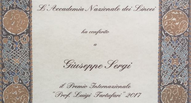 Diploma Sergi Premio Tartufari Accademia dei Lincei